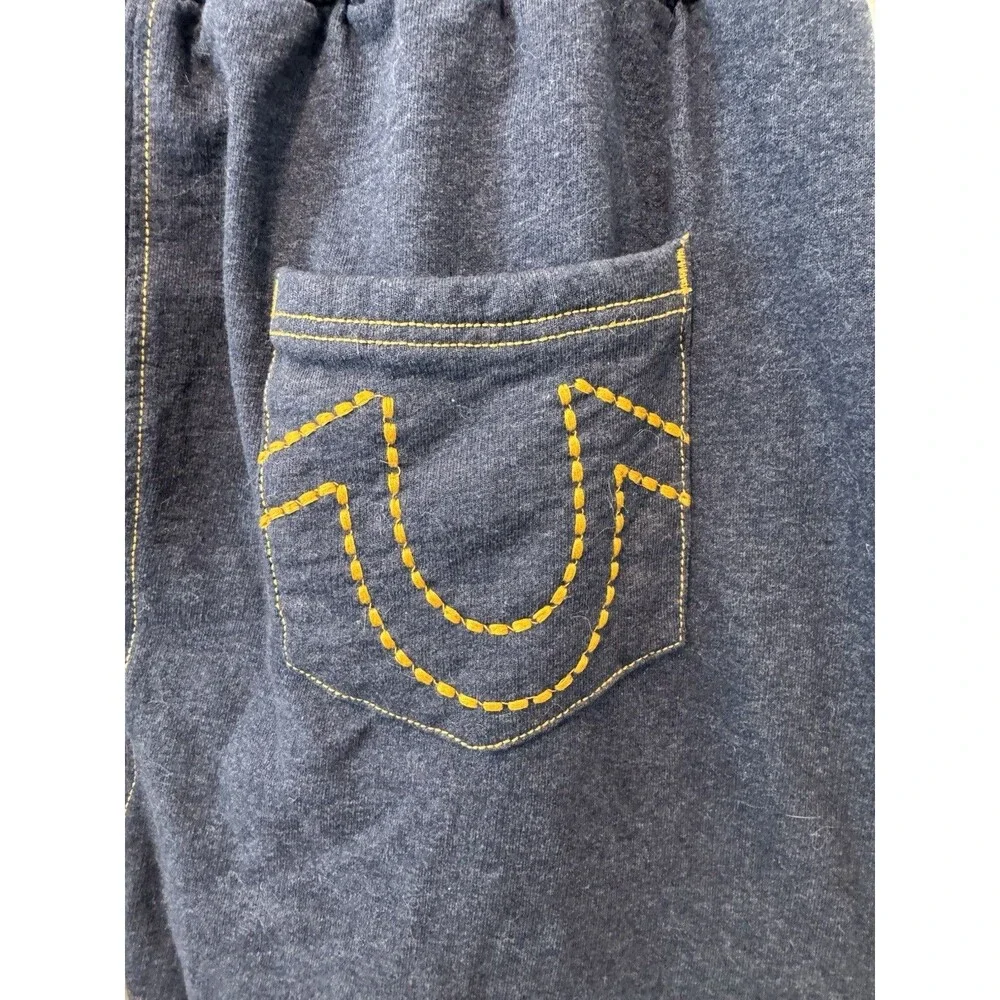True Religion Mens Horseshoe Thick Stitch Jogger Pants Loungewear Navy Blue L